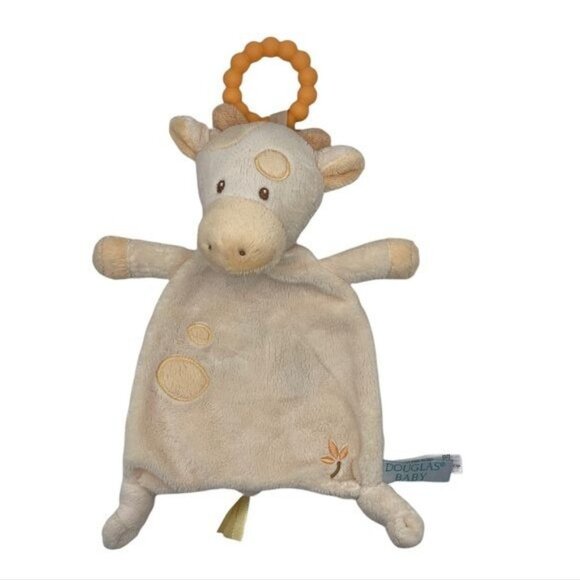 Douglas Baby Giraffe Lovey Plush Teething Ring Security Blanket - Picture 1 of 9